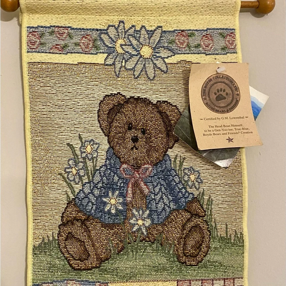 NWT‎ Vintage 90's Boyds Bear Daisy Field Bell Pull Wall Tapestry with Wooden Rod